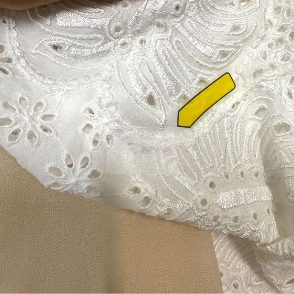 Roberto Cavalli Women's Size 2 White Eyelet Lace Embroidered 3/4 Sleeve Dress - Picture 9 of 14